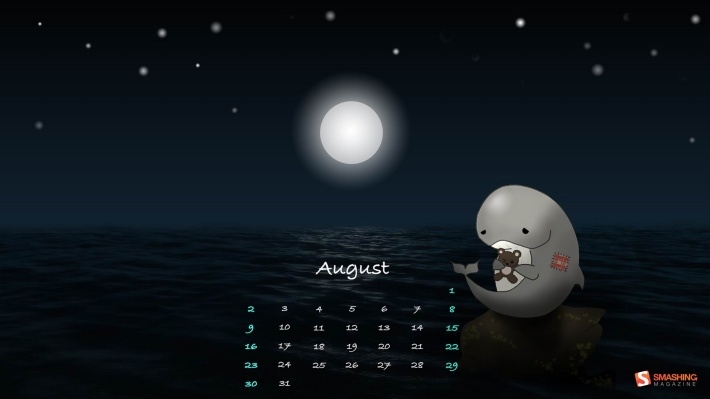 2015年8月简约日历桌面壁纸