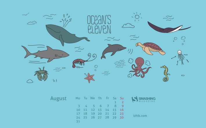 2015年8月简约日历桌面壁纸