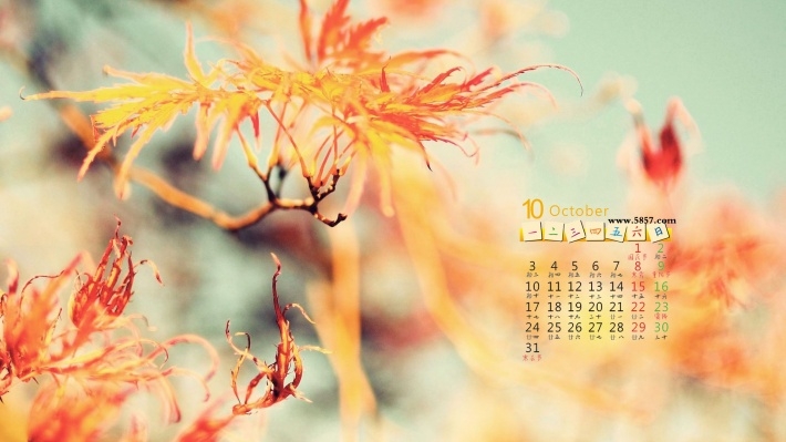 2016年秋天10月日历壁纸