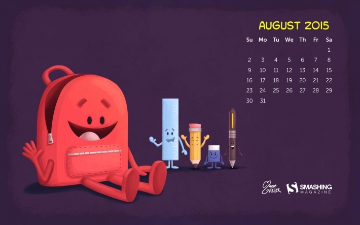 2015年8月简约日历桌面壁纸