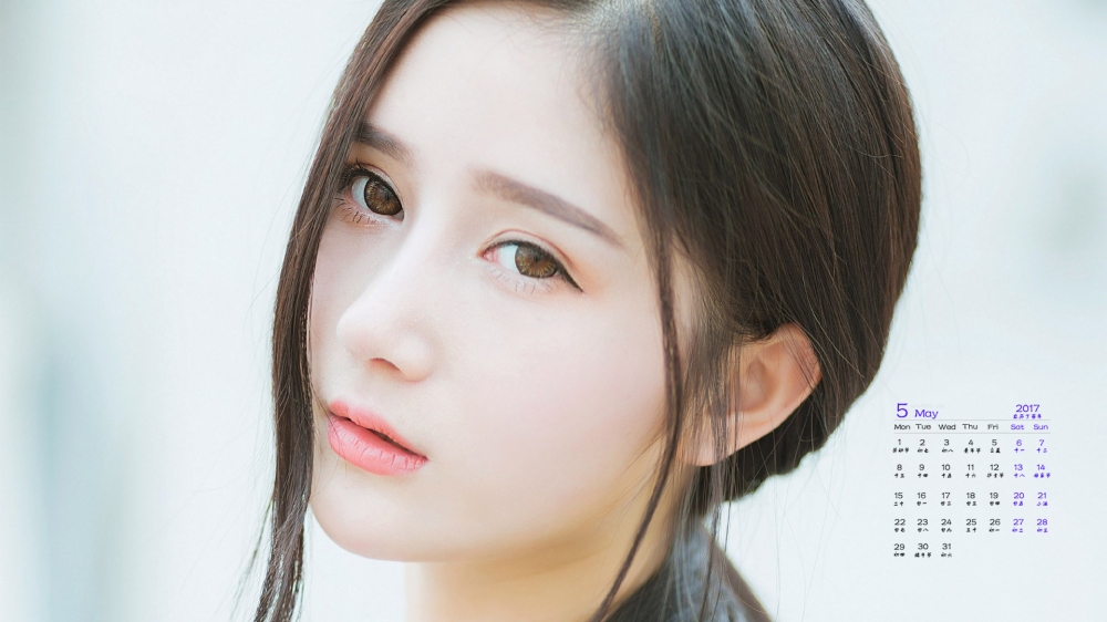 2017年5月清纯美女诗意写真高清日历壁纸
