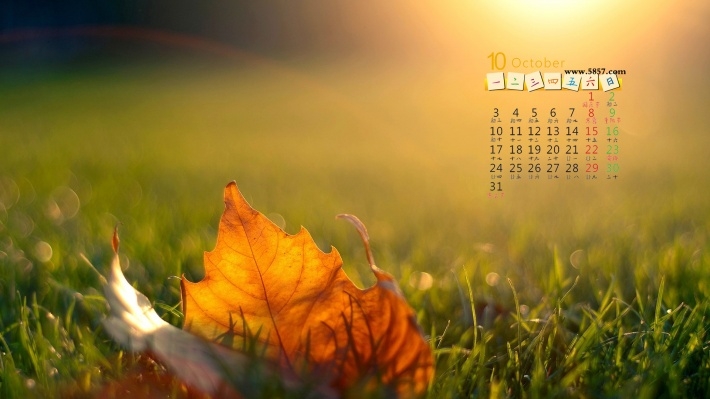 2016年秋天10月日历壁纸