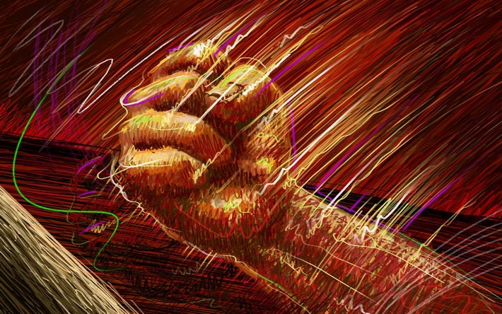 蜡笔手绘人物素描桌面壁纸