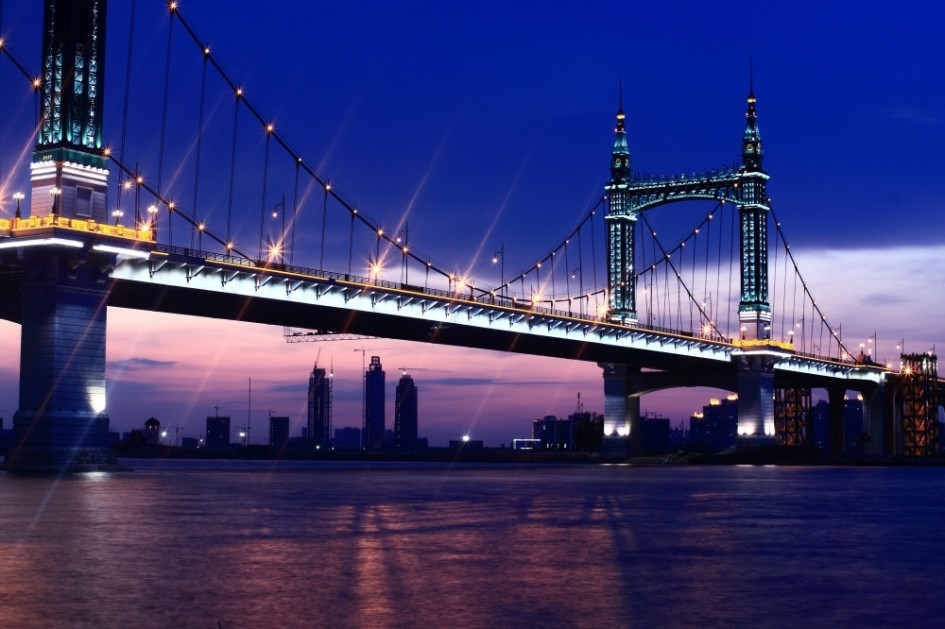 灯火阑珊大桥夜景图片