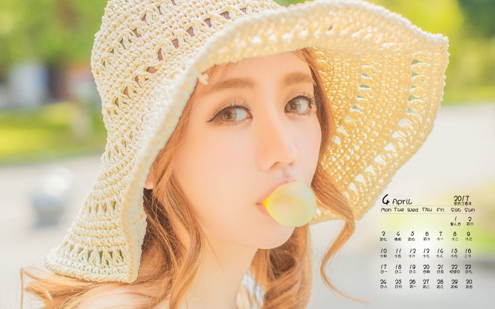 2017年4月日系文艺美女夏日唯美写真日历壁纸