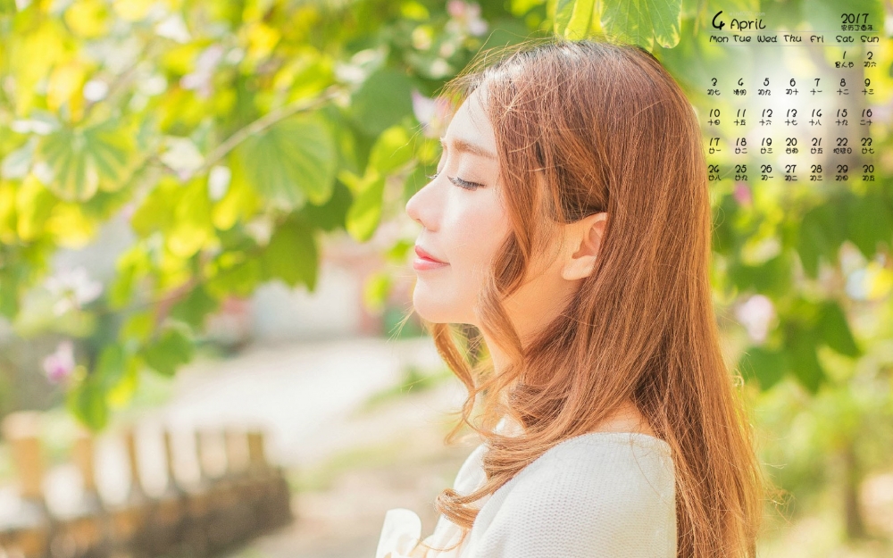 2017年4月日系文艺美女夏日唯美写真日历壁纸