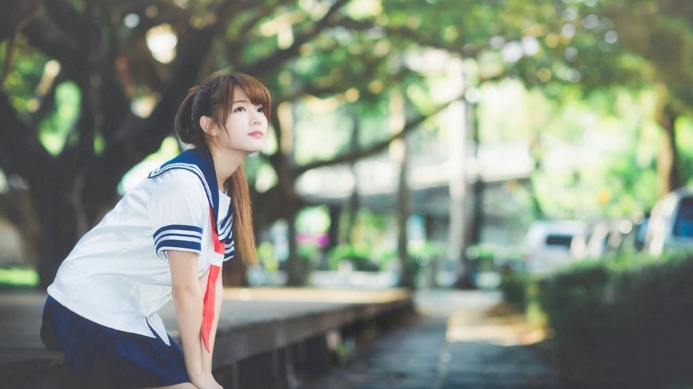 清新治愈系美女学生制服诱惑写真高清壁纸