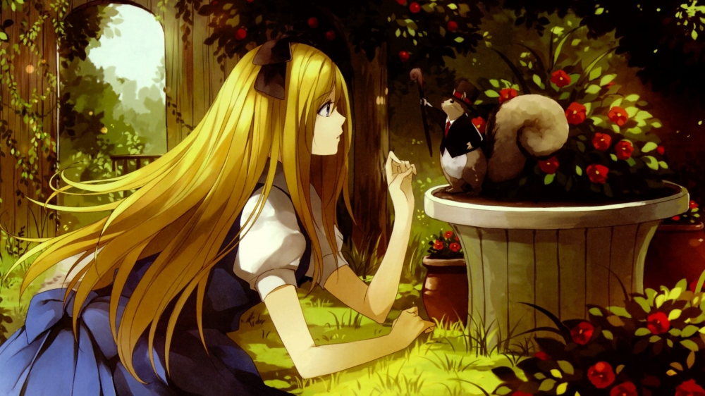 爱丽丝梦游仙境美少女与松鼠壁纸