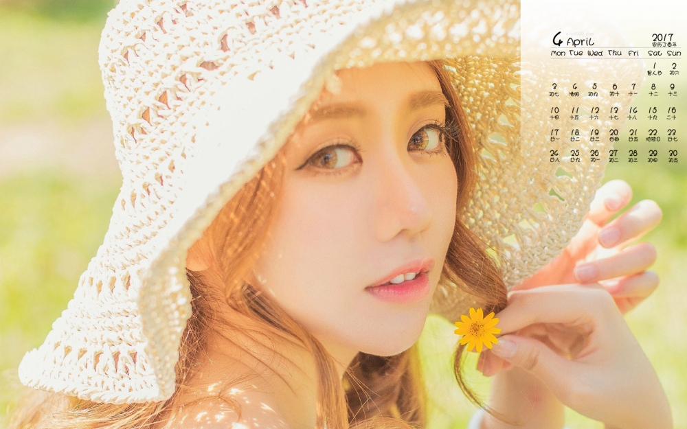 2017年4月日系文艺美女夏日唯美写真日历壁纸