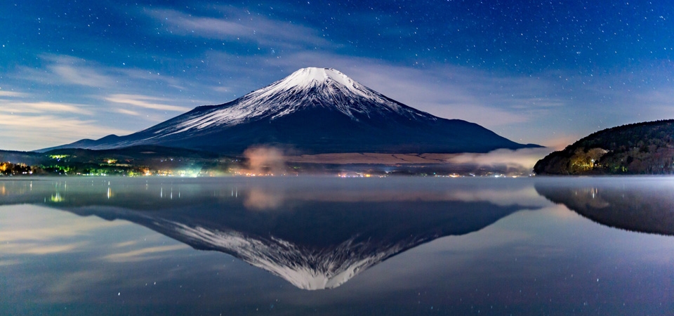 天空 星星 日本富士山风景桌面壁纸