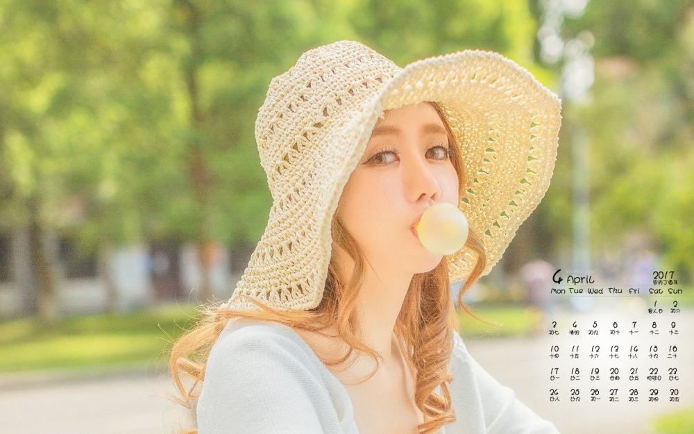 2017年4月日系文艺美女夏日唯美写真日历壁纸