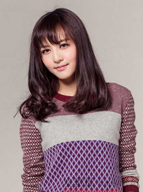 淑女中长发烫发发型图片