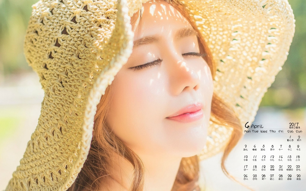 2017年4月日系文艺美女夏日唯美写真日历壁纸