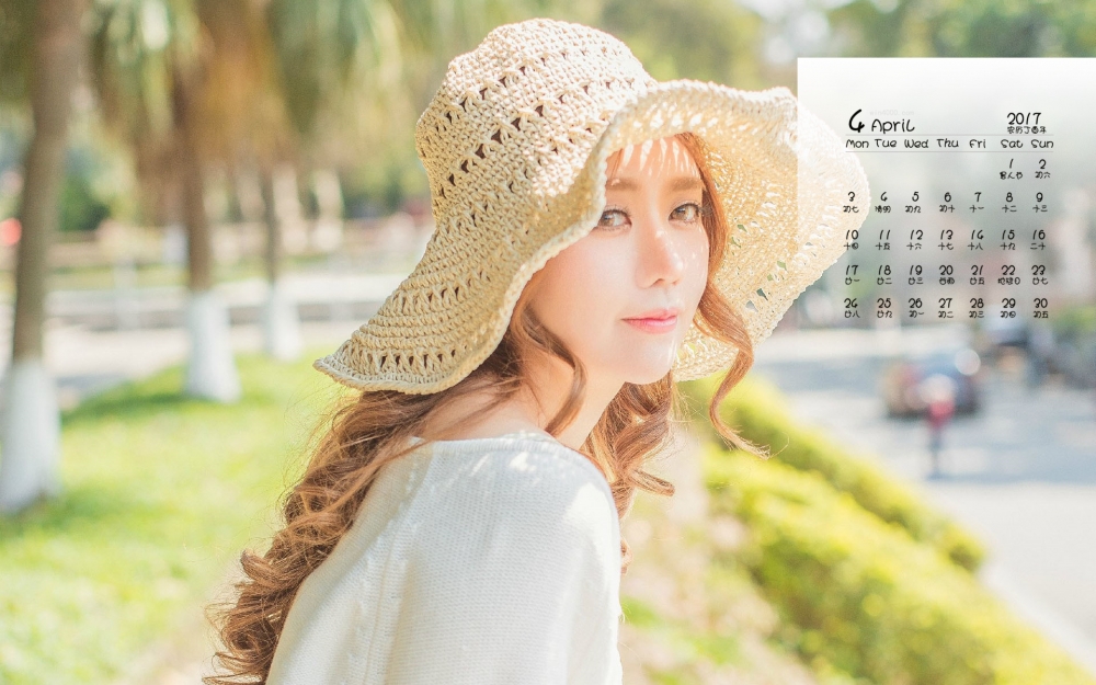 2017年4月日系文艺美女夏日唯美写真日历壁纸