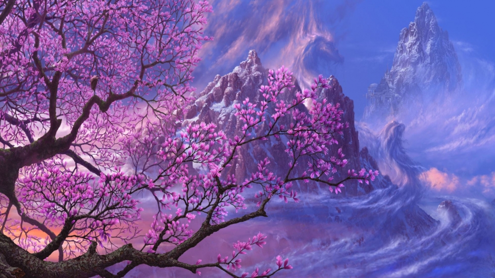 唯美樱花树梦幻游戏场景高清电脑桌面壁纸