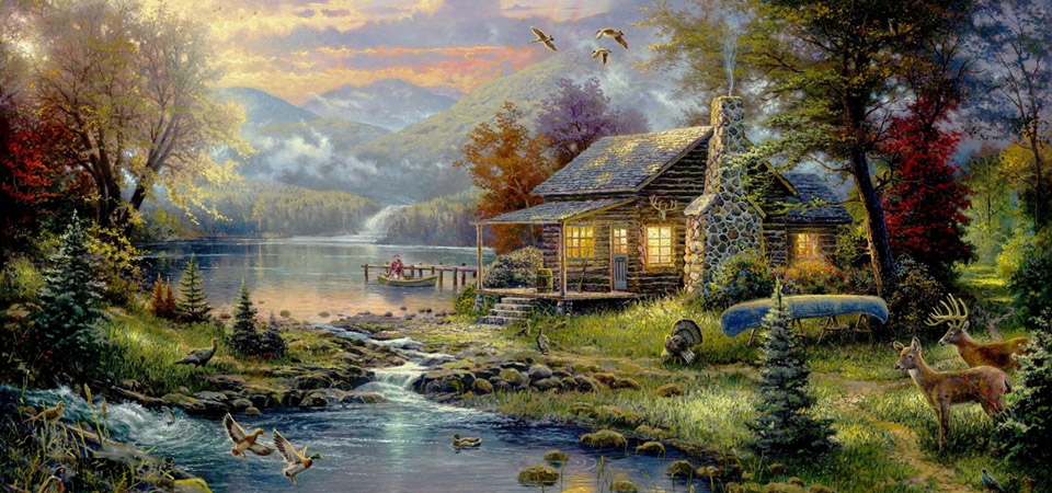 托马斯·金凯德 Thomas Kinkade,仙境天堂,风景桌面壁纸