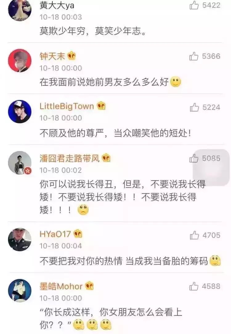 最不尊重男生行为的有哪些