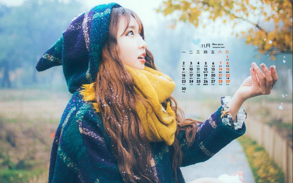 2015年11月日历养眼日系美女唯美写真桌面壁纸下载4