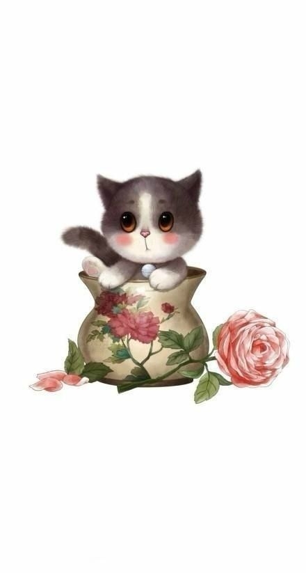 超软超Q的猫咪手绘插画。
