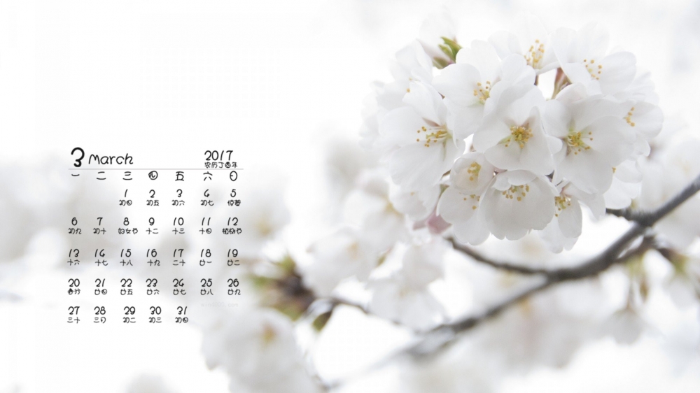 2017年3月意境清新桌面日历壁纸
