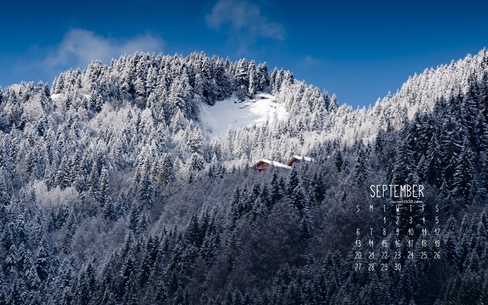 2016年9月日历绝美大自然雪山风景桌面高清电脑壁纸