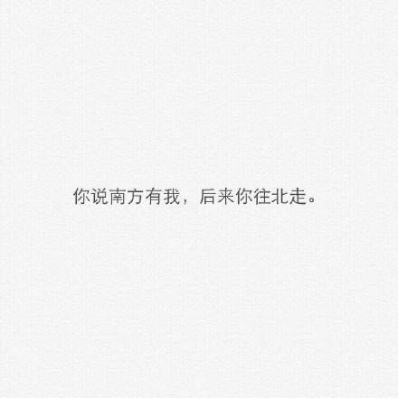 你说南方有我 ， 后来你往北走 。