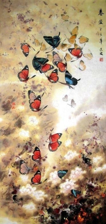 蝴蝶为花醉，花却随风飞