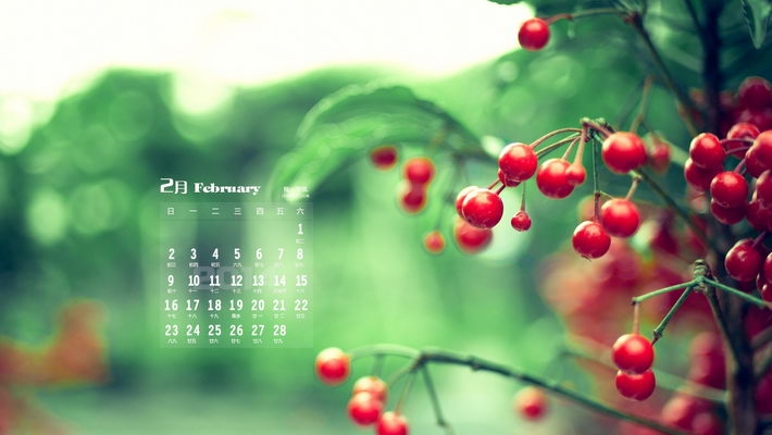 2014年2月月历桌面壁纸