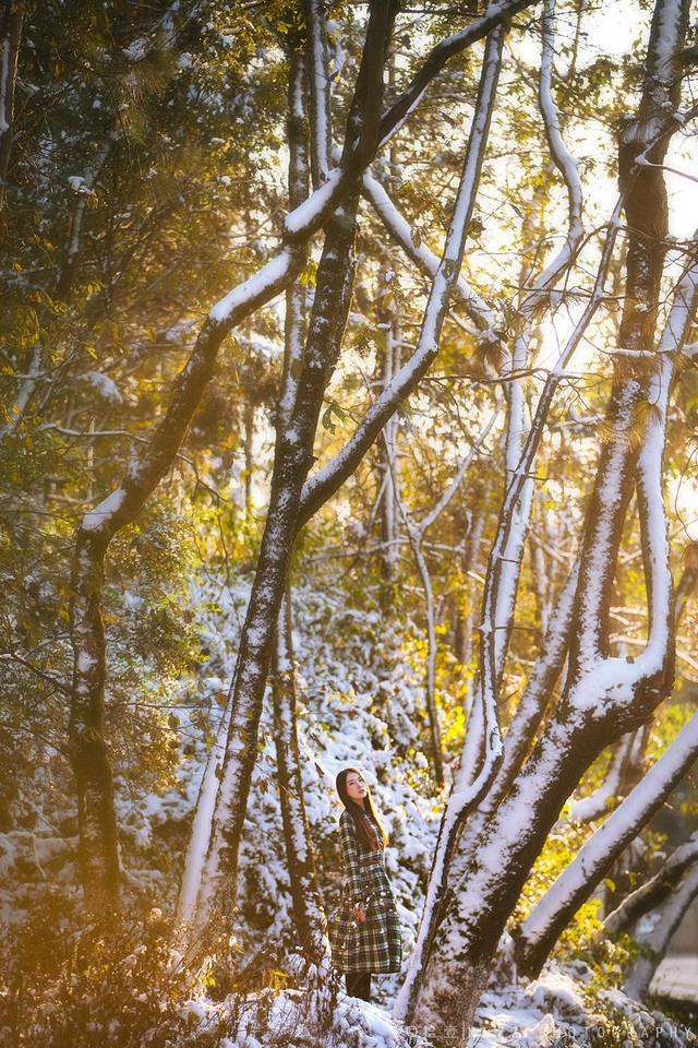 精选雪花下的淑静美女iPhone 4S手机壁纸下载