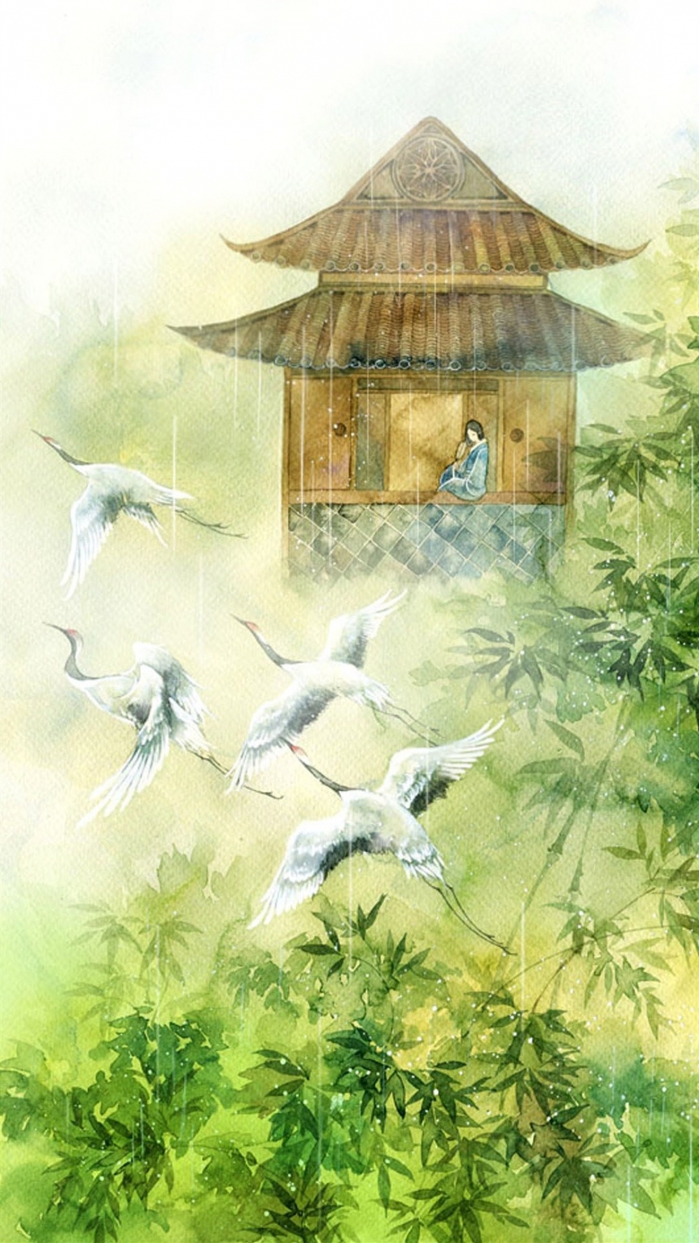 古风手绘插画手机高清壁纸