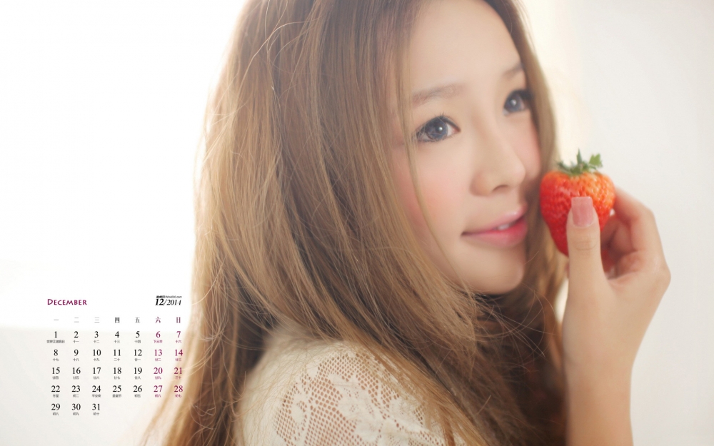 2014年12月日历壁纸90后氧气美女裴紫绮小清新写真