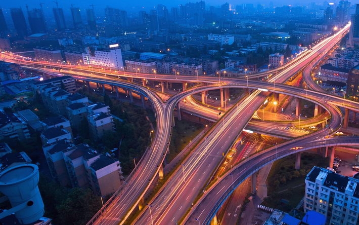 公路夜景精美宽屏桌面壁纸