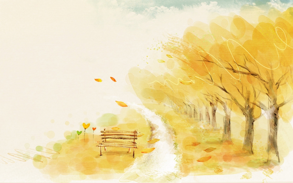 秋的气息精美手绘素描绘画桌面壁纸下载