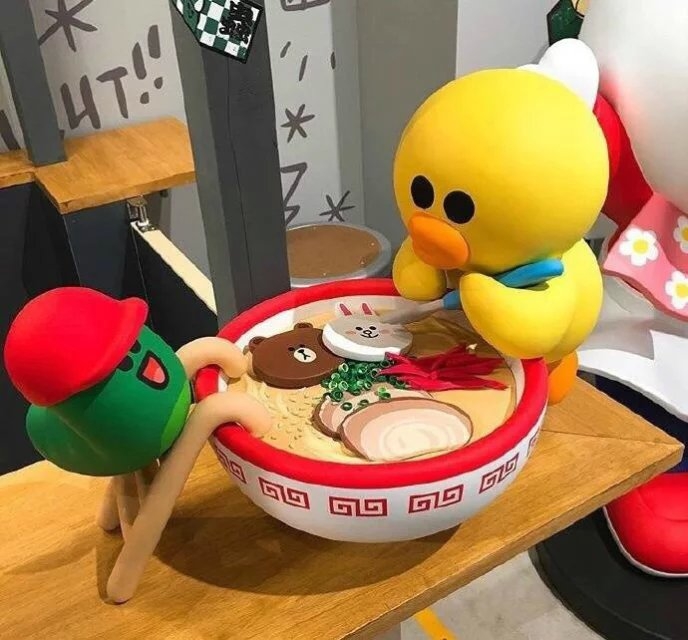 权麻麻：日本福冈的LineFriends主题商店 如此可爱的拉面好想来一碗