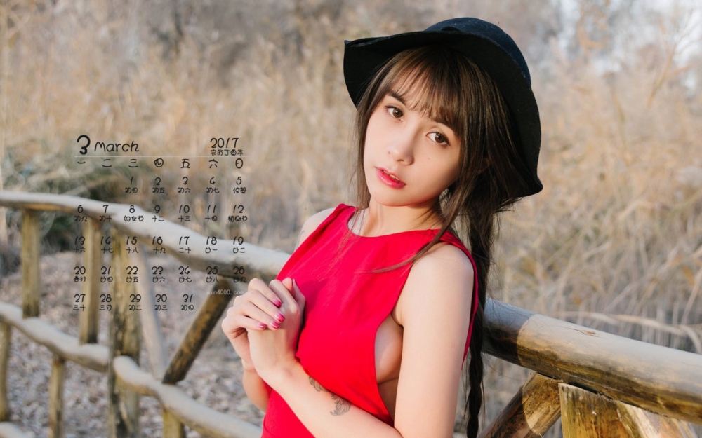 2017年3月宅男女神夏美酱桌面日历壁纸