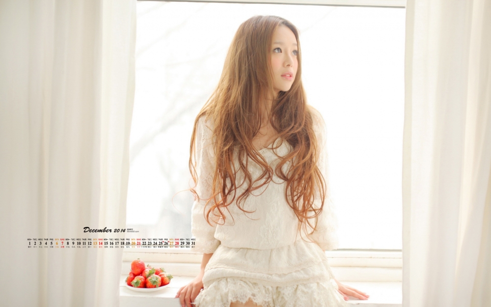2014年12月日历壁纸90后氧气美女裴紫绮小清新写真