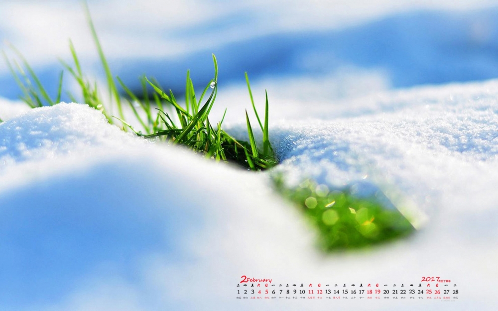 2017年2月冬日雪景日历壁纸