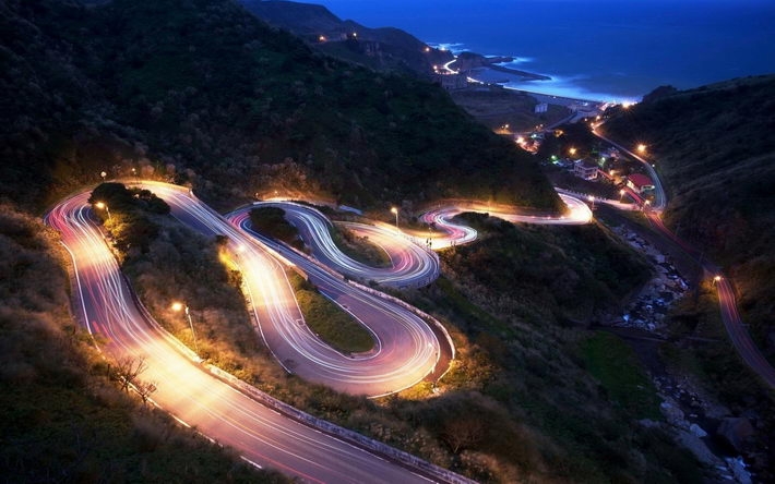 公路夜景精美宽屏桌面壁纸