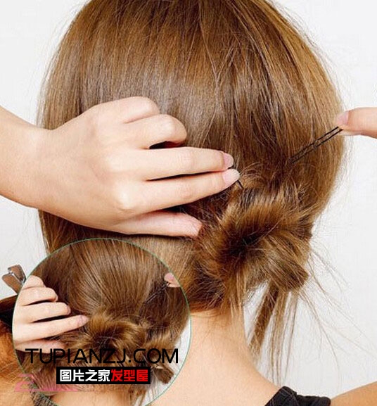 大侧分刘海盘发发型 夏季美女必备