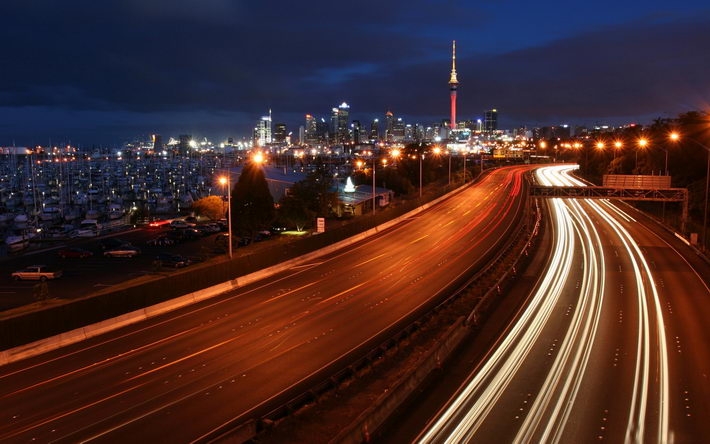 公路夜景精美宽屏桌面壁纸