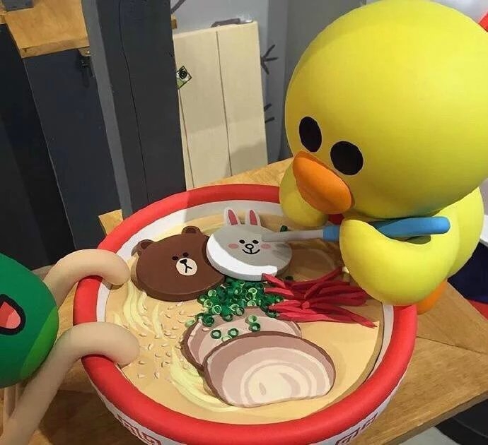 权麻麻：日本福冈的LineFriends主题商店 如此可爱的拉面好想来一碗