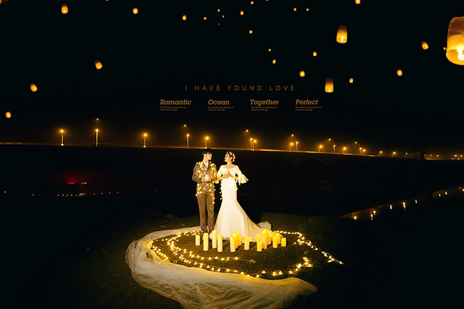 甜美夜间 婚纱照