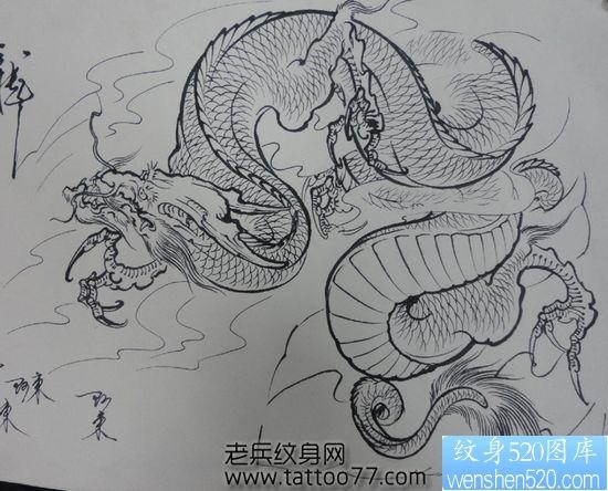 霸气的半甲披肩龙纹身手稿
