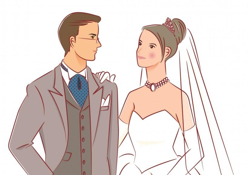 浪漫温馨卡通人物结婚照图片