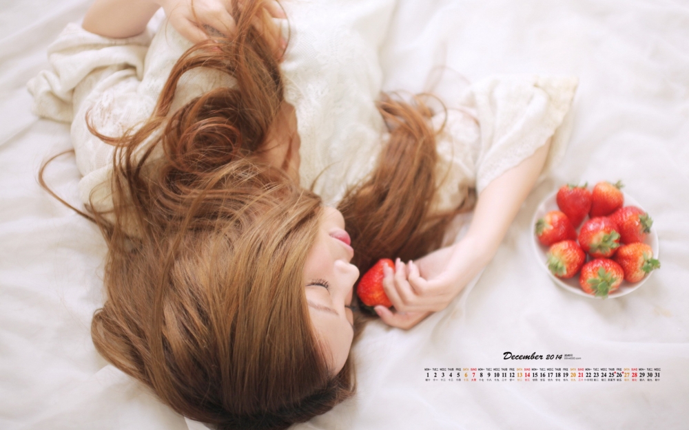 2014年12月日历壁纸90后氧气美女裴紫绮小清新写真