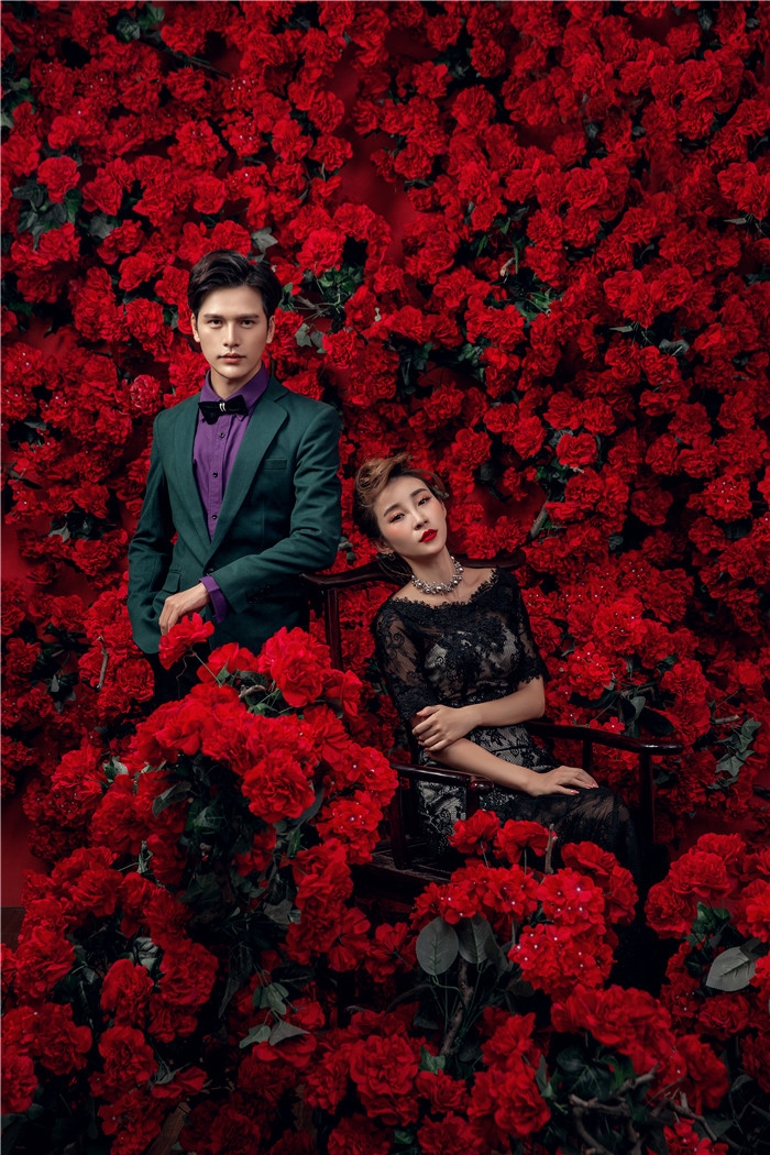 暗红 婚纱照