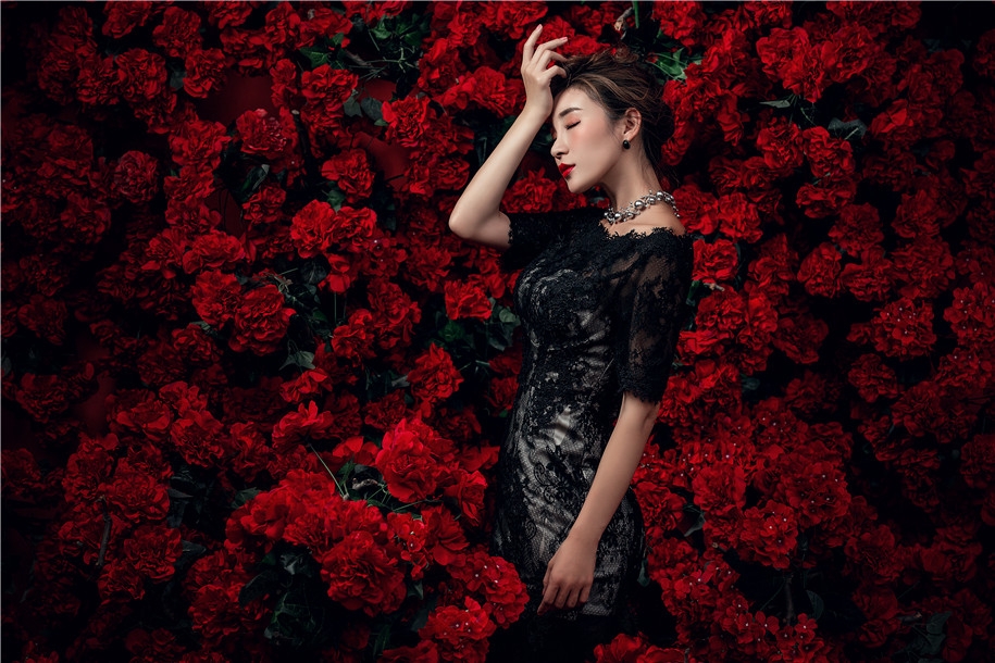 暗红 婚纱照