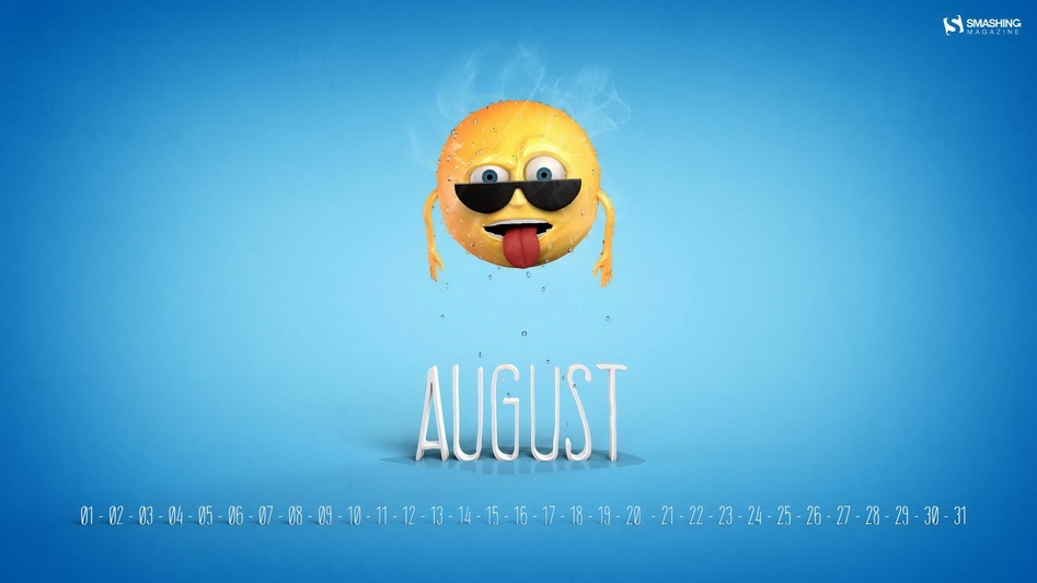 2014年8月月历清新简约壁纸