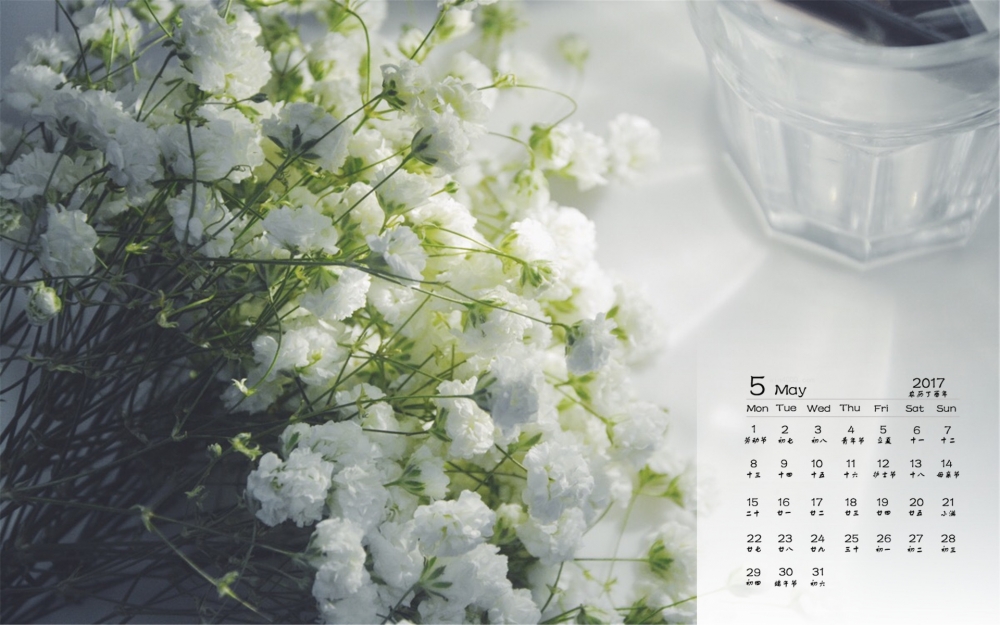 2017年5月唯美满天星桌面日历壁纸