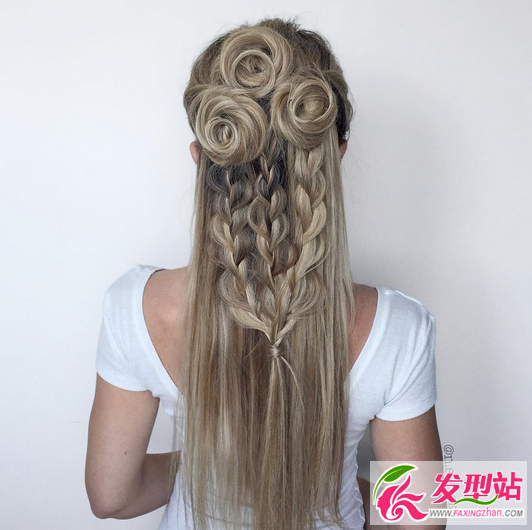 长直发编发发型图片 2017流行烫直发发型女